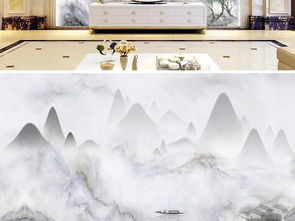 新中式黑白水墨意境 大理石山水背景墻的設計美學與高清素材應用